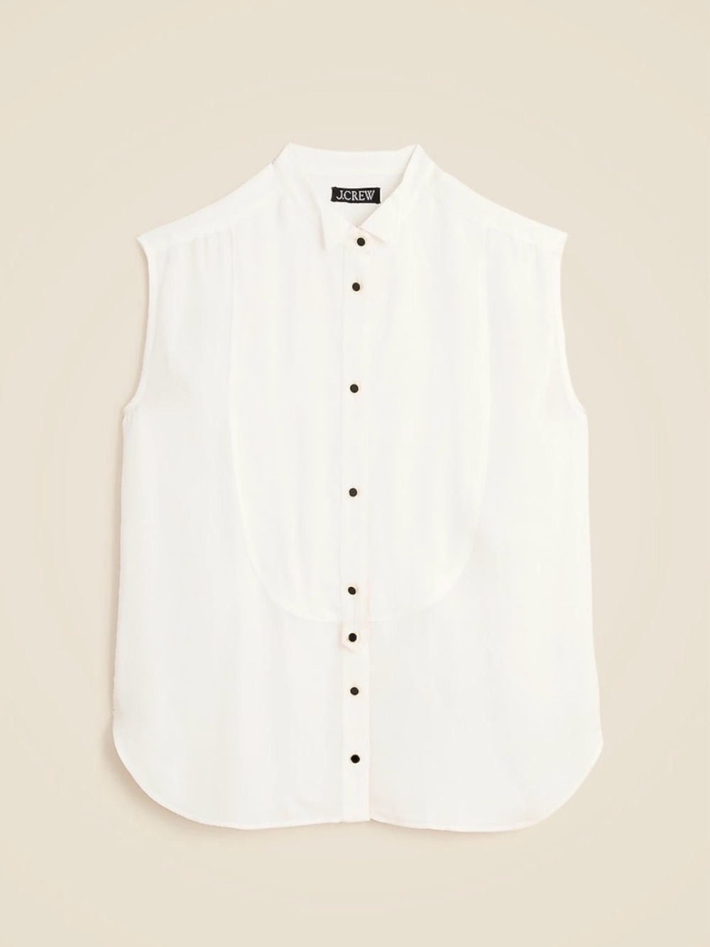 J. Crew White Sleeveless Button-Down Bib Front Shirt